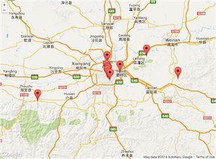 Xian Attractions on the Map
